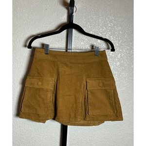 Wild Fable Corduroy Mini Skirt Brown Pockets High Waist Pleated‎ Womens Size XS